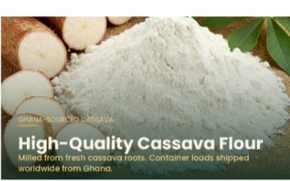 High-quality cassava flour milled from fresh Ghanaian cassava roots
